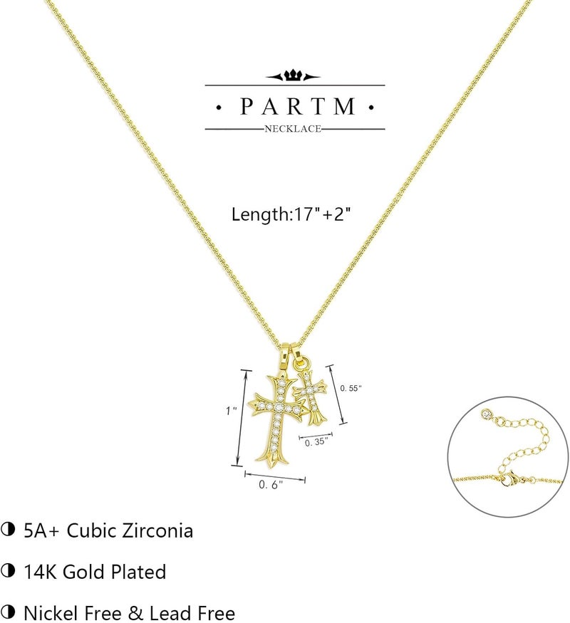 Partm Gold Cross Necklace for Women 14K Plated Dainty Pendant Cross Chain Faith Crucifix Choker Baptism Necklace for Women Trendy Religious Jewelry Hypoallergenic - Image 5